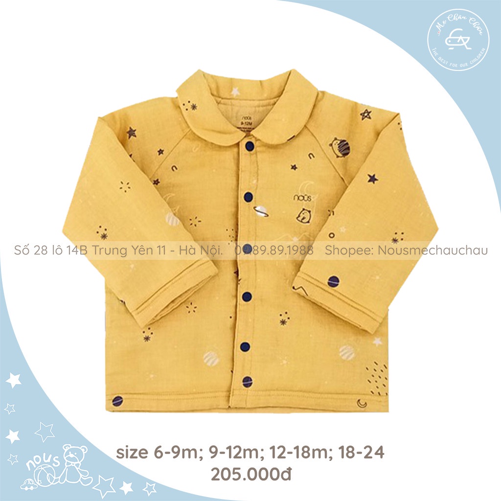 Áo Khoác Xô Vàng Trần Bông NOUS (Nhẹ Ấm, Size 9-12 Tháng Đến 18-24 Tháng)