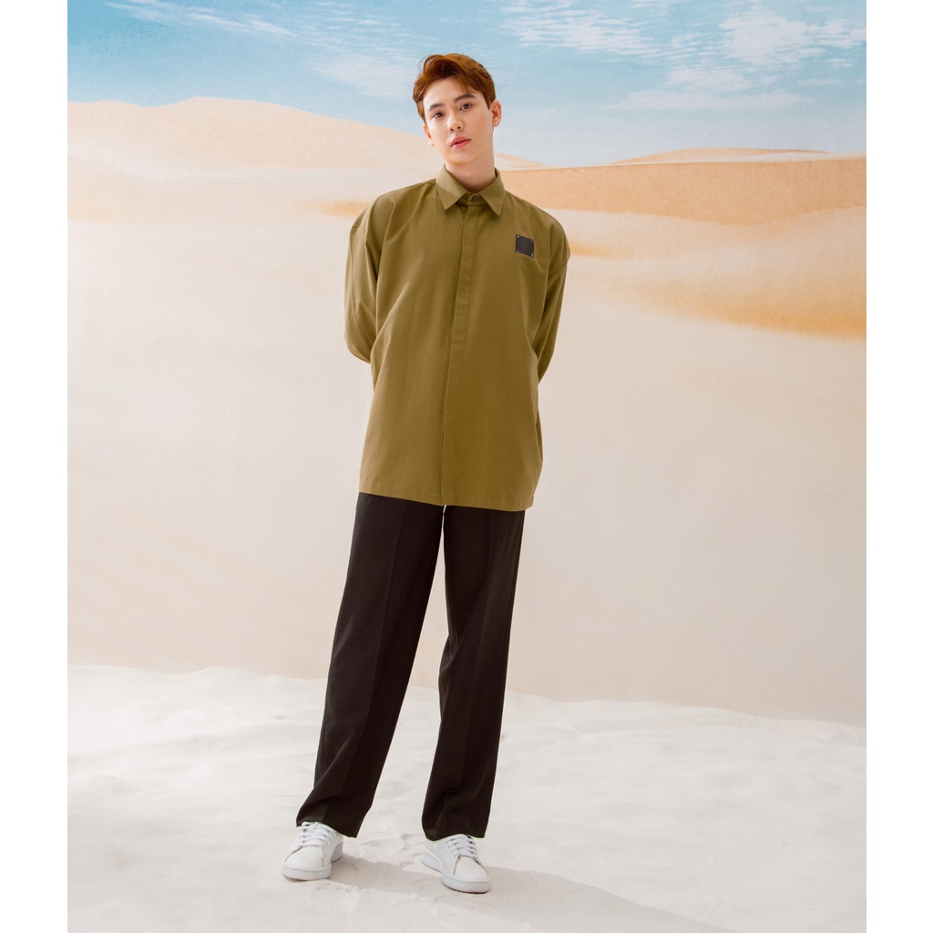 Sơmi cotton Y22 màu xanh rêu