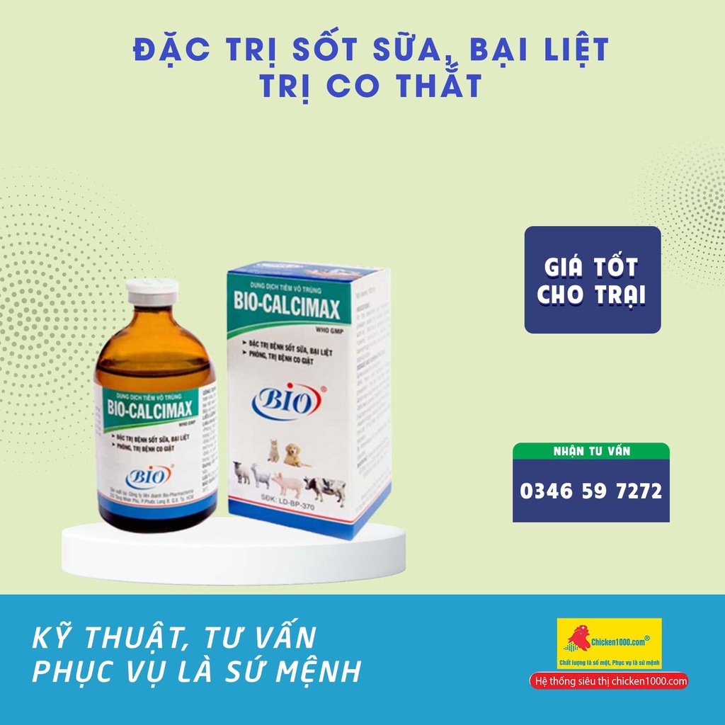 Thú Y Calcimax Bio Chống Bại Liệt, Yếu Xướng Cho Heo, Bò, Dê, Chó, Mèo