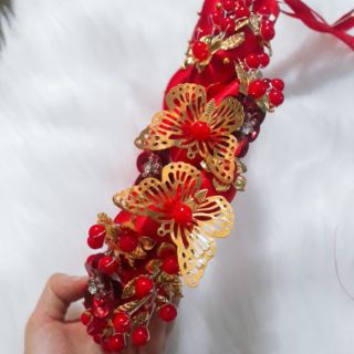 Mấn cô dâu cao cấp màu đỏ