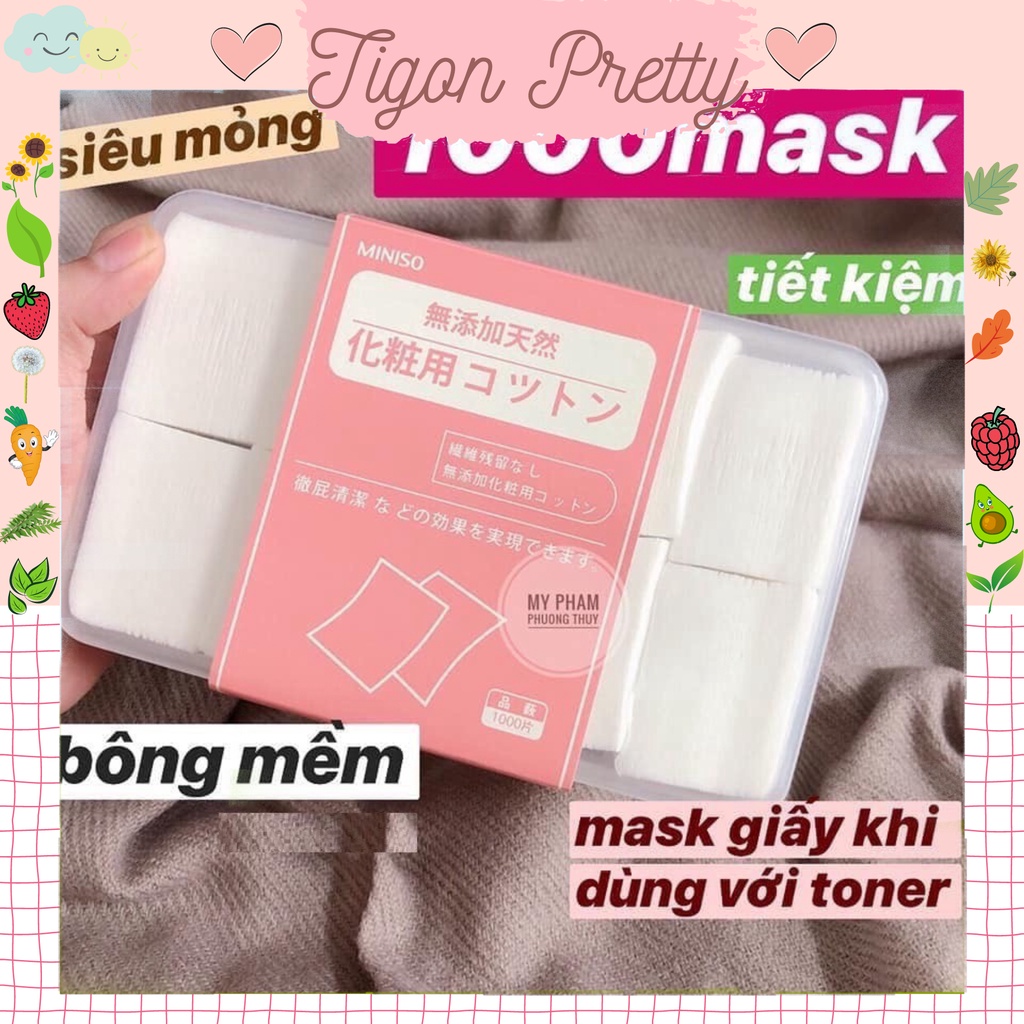 Hộp Bông tẩy trang Miniso Nhật Bản 1000 miếng