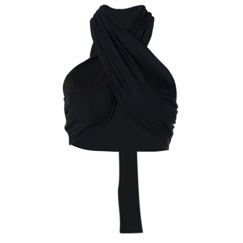 Brroa Áo Croptop Hai Dây Màu Trơn Hở Lưng Gợi Cảm Cho Nữ