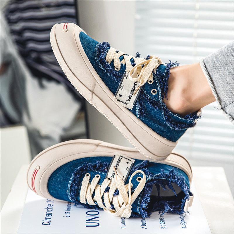 Giày Thể Thao Vải Canvas Mũi To Phong Cách Hàn Quốc Thời Trang Cho Nam