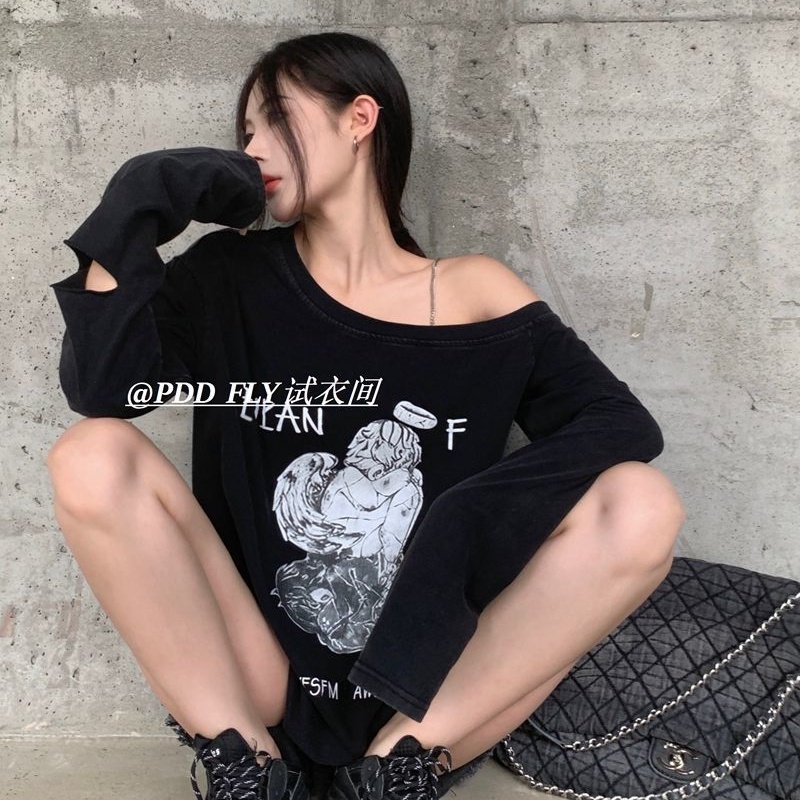 COZOK Áo Thun Tay Dài Hở Vai Thời Trang Dành Cho Nữ