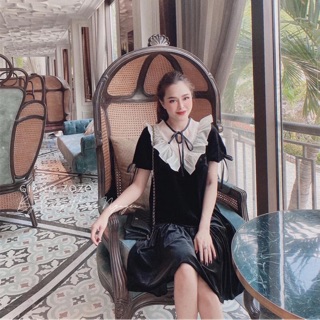 Váy nhung cổ bèo mới về siêu hót