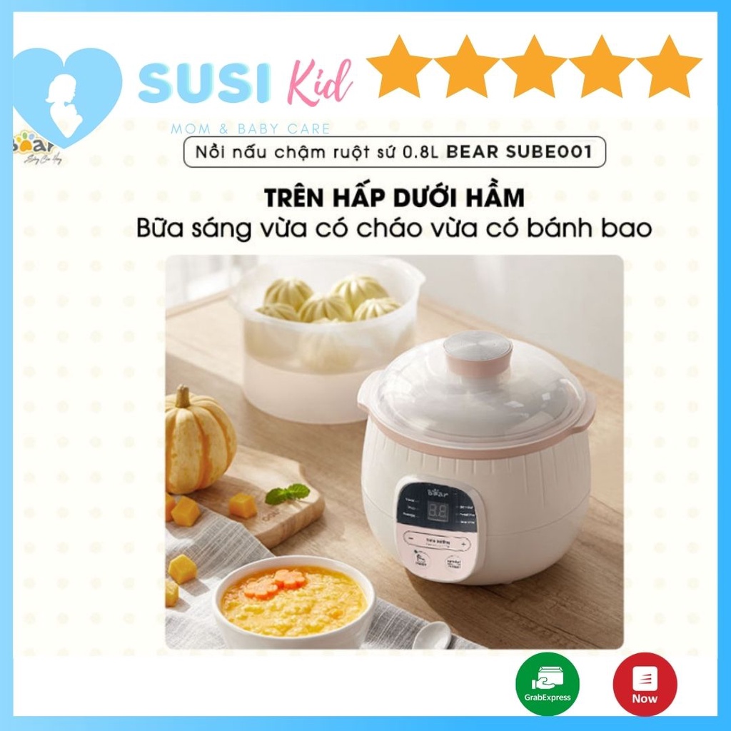 [Hàng Loại A] Nồi Nấu Chậm 0,8L Bear - Bản Quốc Tế, An Toàn Tuyệt Đối Cho Bé Yêu, Tiện Lợi.