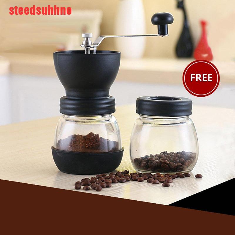 {steedsuhhno}Manual Coffee Bean Grinder Adjustable Coarseness Ceramic Hand Held Mill 2pcs/set