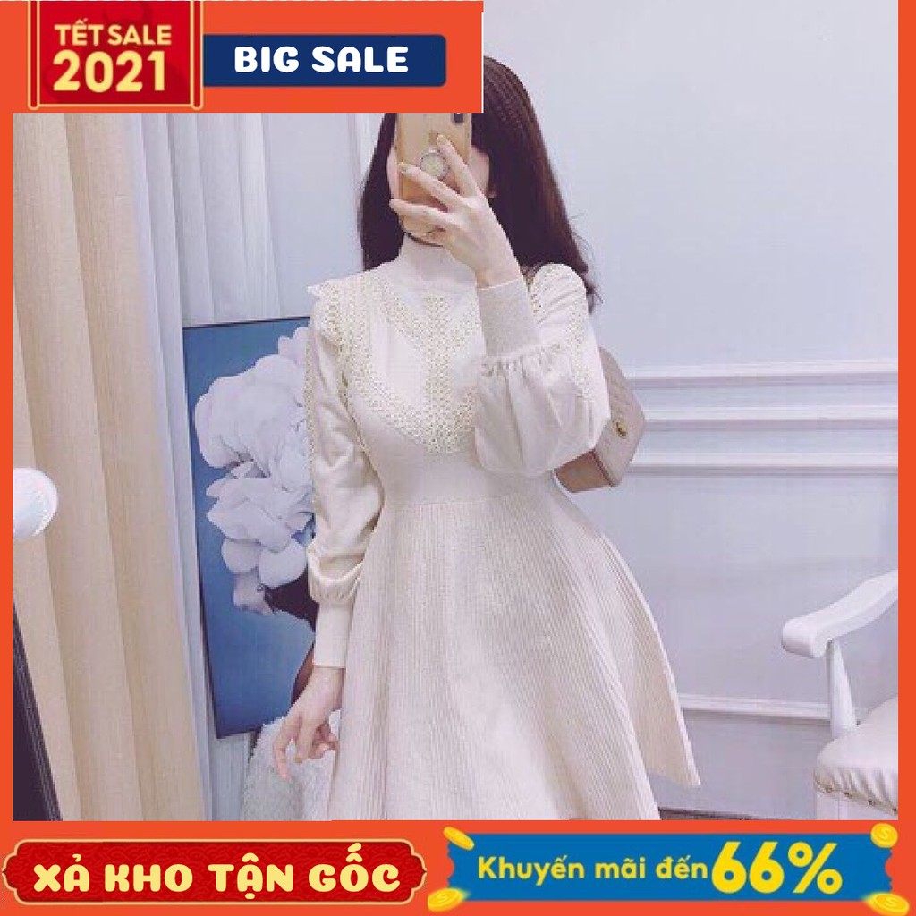 HT- BÁN SỈ VÁY PHỐI REN TAY BỒNG CHO NỮ