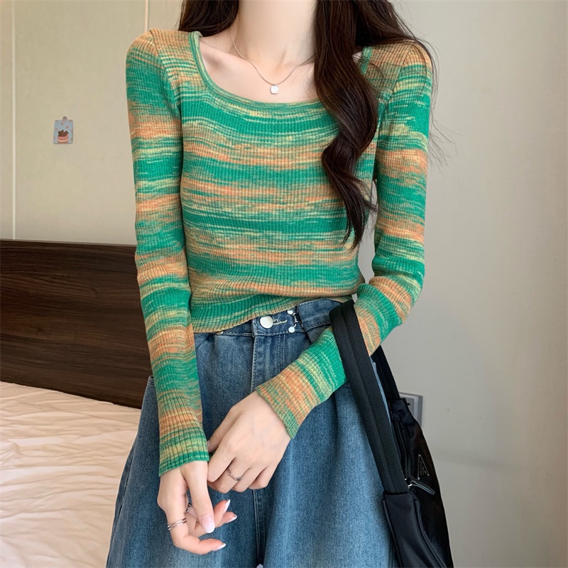 Áo sweater SUXI dệt kim tay dài dáng ôm dễ phối đồ thời trang mùa thu cho nữ