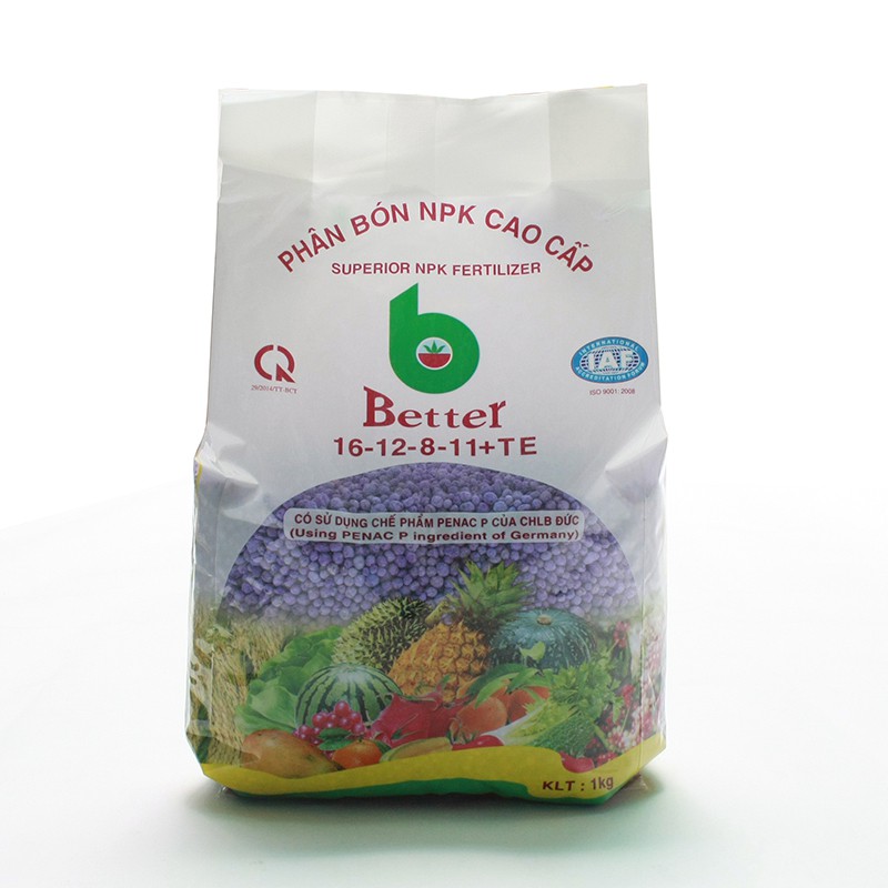 Phân bón NPK cao cấp, thương hiệu Better, NPK 16-12-8-11+TE nguyên liệu ngoại nhập (1kg)