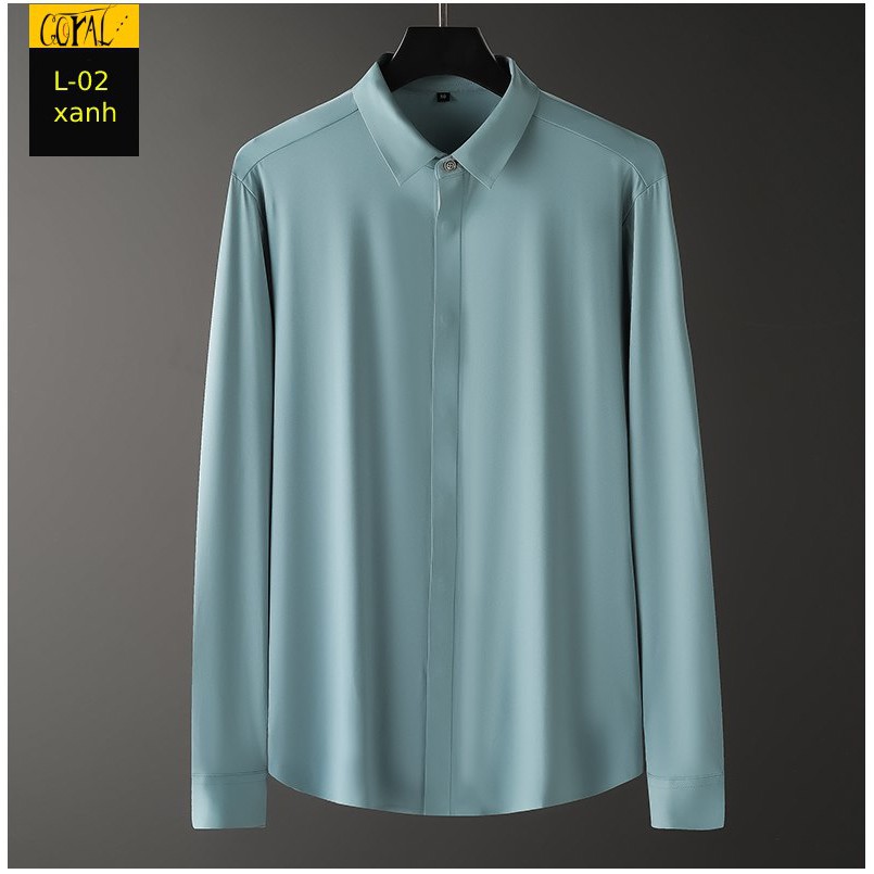ÁO SƠ MI LỤA CỔ ĐỨC NAM- ÁO SƠ MI CỔ ĐỨC DÀI TAY | BigBuy360 - bigbuy360.vn