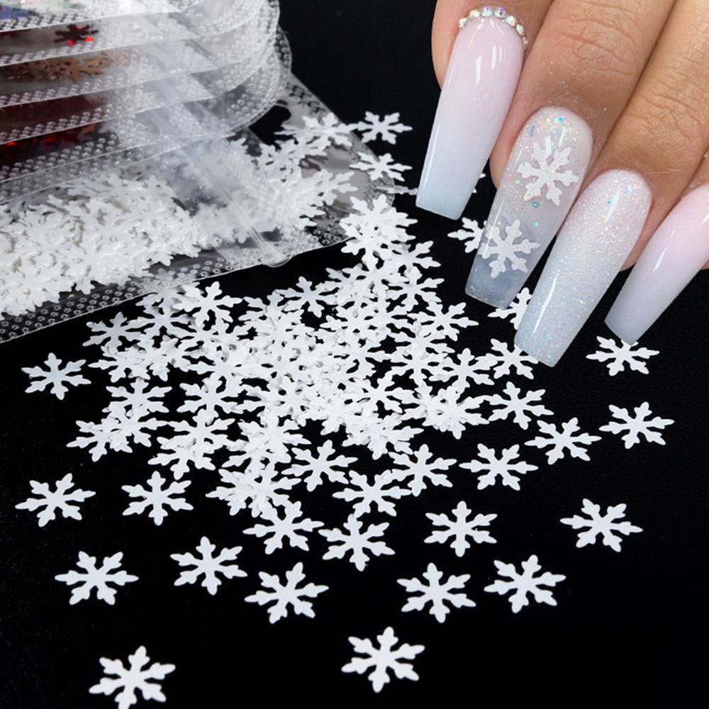Hộp Sequin Hình Bông Tuyết Lấp Lánh Thời Trang Dùng Trang Trí Móng Tay DIY