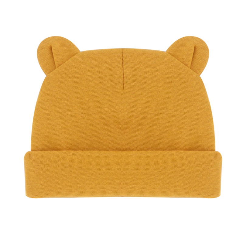Mũ Beanie Màu Trơn Bằng Cotton Giữ Ấm Tai Cho Trẻ Sơ Sinh