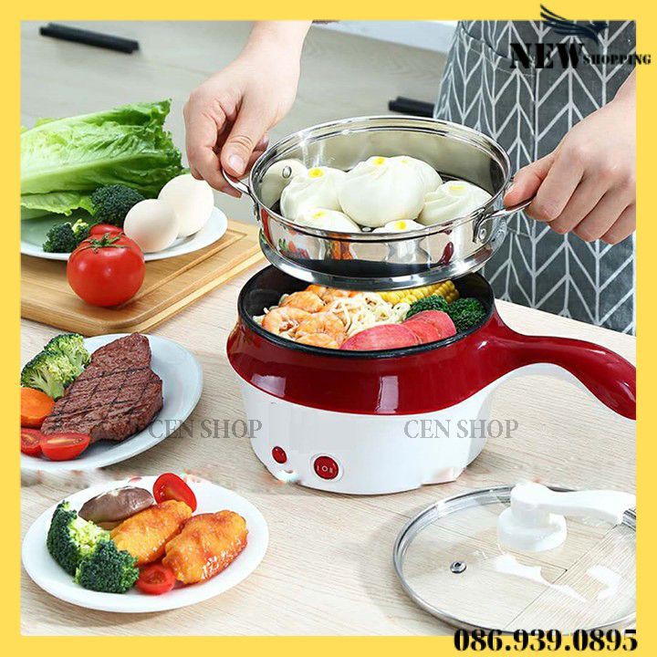 Nồi Lẩu Mini ⚡️𝐅𝐑𝐄𝐄 𝐒𝐇𝐈𝐏⚡️ Nồi Lẩu Hấp Mini Kèm Giá Hấp 2 trong 1 - Tiện Lợi Dễ Sử Dụng (1 Đổi 1 Lỗi của shop )