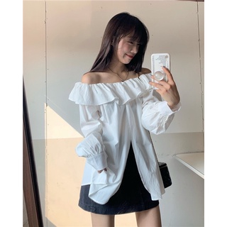 Áo sơ mi trễ vai cách điệu