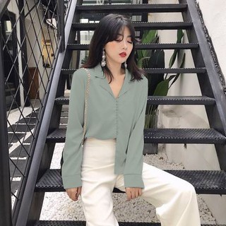 Áo sơ mi lụa satin cổ bẻ (ỎDRER)