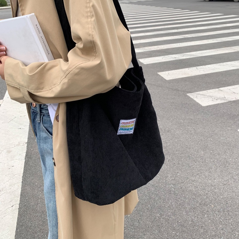 Túi Đeo Vai Vải Canvas Cỡ Lớn Thiết Kế Mới Cho Học Sinh