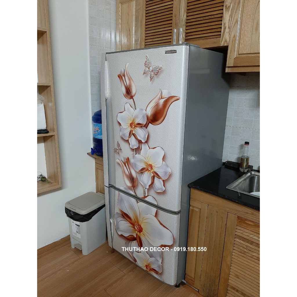 Miếng dán tủ lạnh hình HOA VÀNG 3D