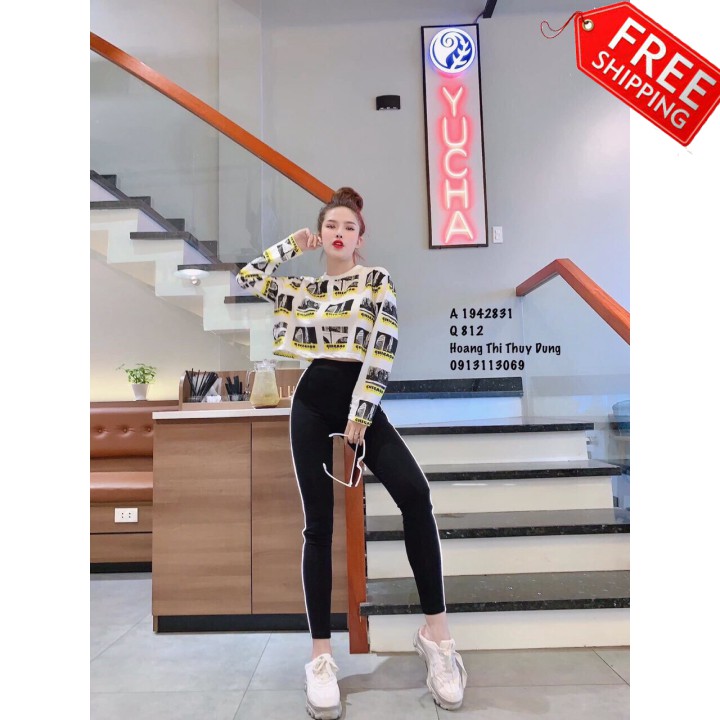 SET THỂ THAO CROPTOP + QUẦN DÀI VIỀN SỌC ULZZANG