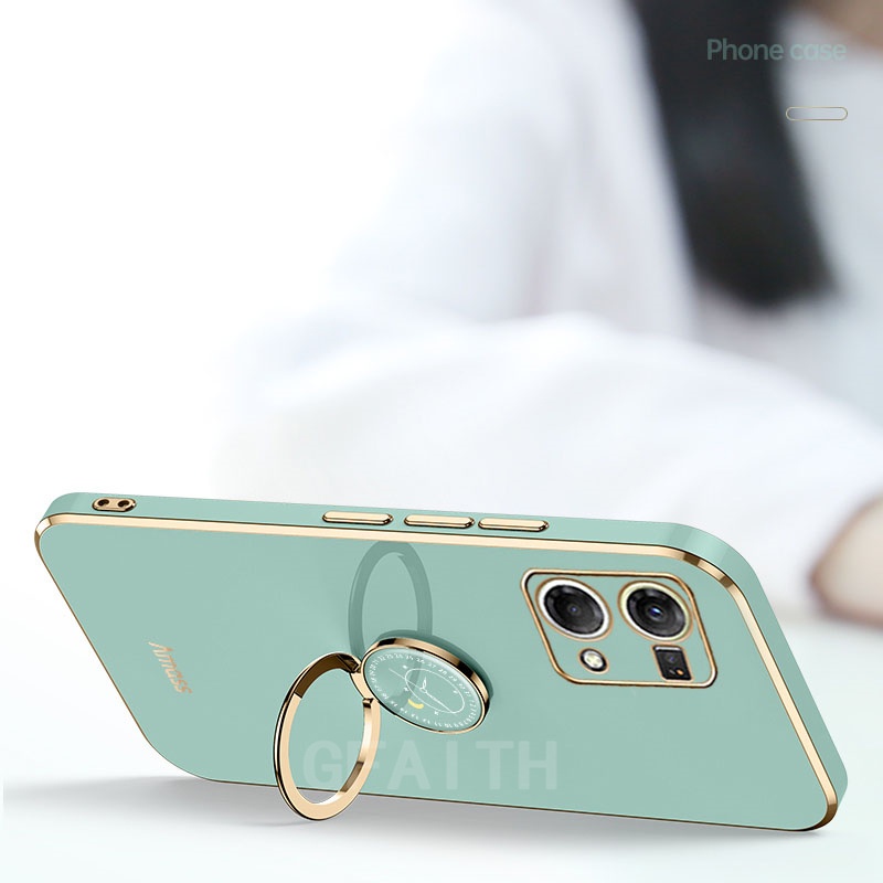 Ốp Điện Thoại Dẻo Mạ Màu Lấp Lánh Kèm Giá Đỡ Nhẫn Cho Realme 11 Pro 10 9 C55 C53 A98 A78 A58