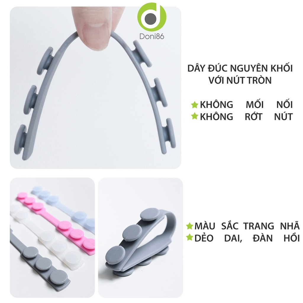 Dây đeo khẩu trang silicone chống đau vành tai 6 nút điều chỉnh, thoải mái khi đeo khẩu trang cả ngày - Doni - DOPK201