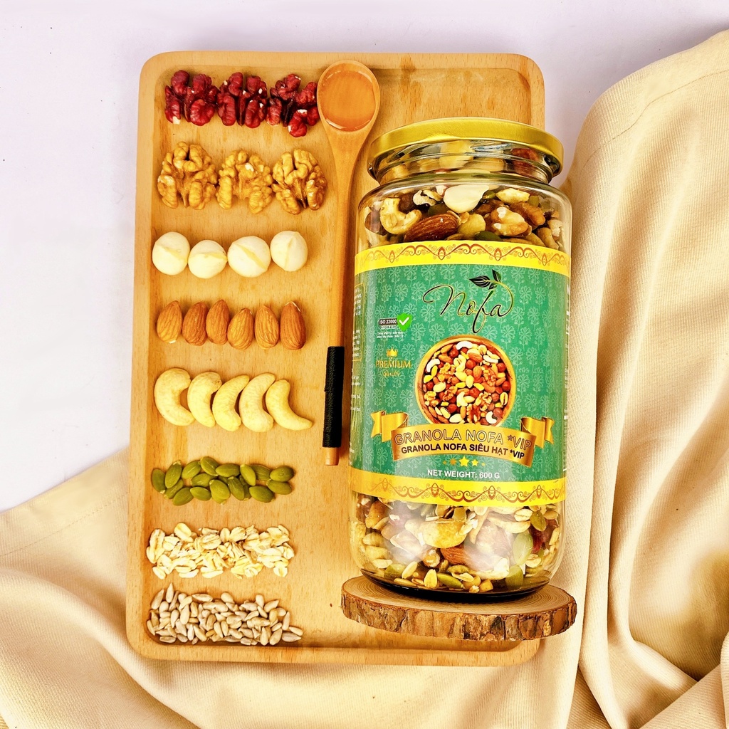 Granola siêu hạt 90% hạt, Mix từ 7 hạt, nhiều Macca, Óc chó đỏ, Granola Ăn kiêng, Giảm cân