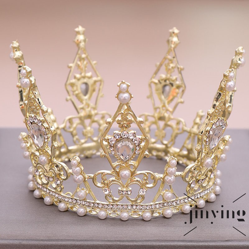 GETNOIVAS Vương miện mạ bạc đính ngọc trai giả thời trang