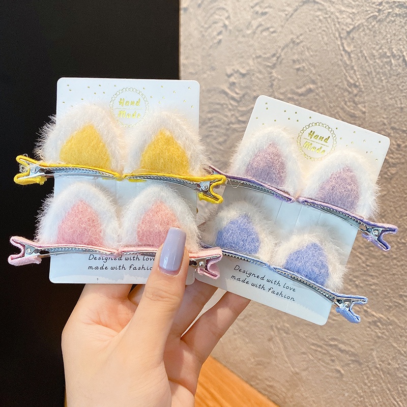 Kẹp Tóc Tai Mèo Bằng Lông Nhung Dễ Thương Xinh Xắn Dành Cho Bé Gái