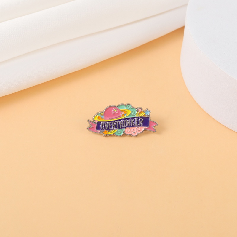 Ghim Cài Áo Tráng Men In Chữ Overthinker Thời Trang