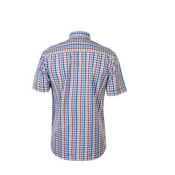 [100% Cotton ]-[ Sale] Áo sơ mi ngắn tay Pierre Cardin Check Short Sleeve Shirt Mens (Yell/Blue - Size EU - Xách tay UK)