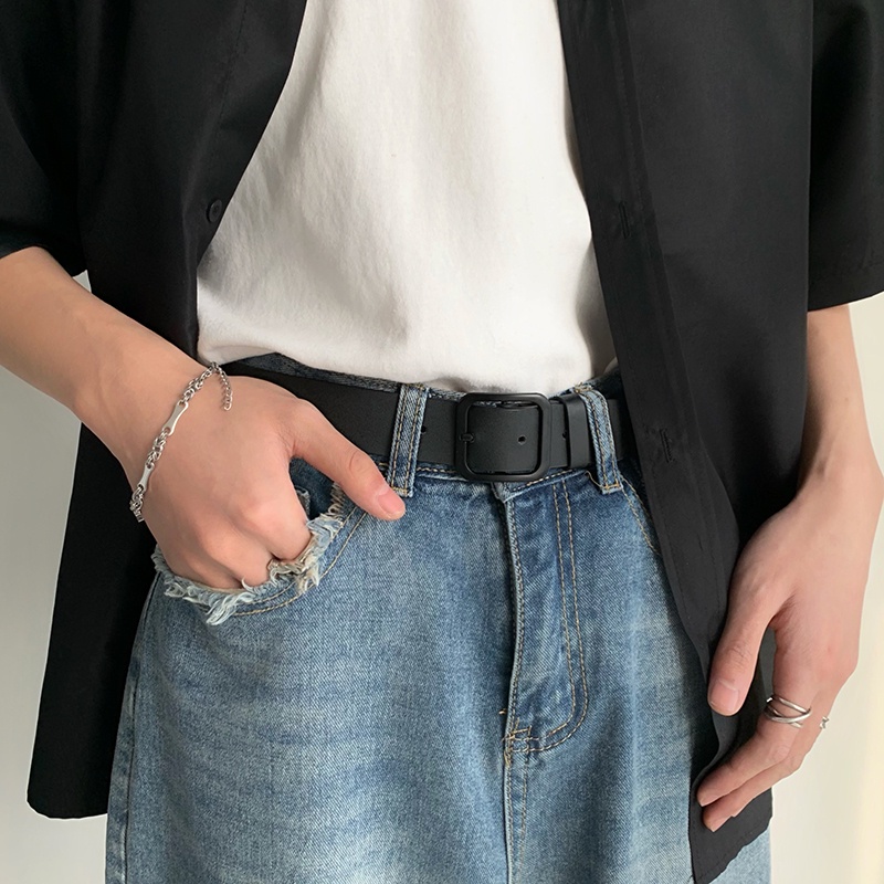 Thắt Lưng Màu Đen Kiểu hip-hop Hàn Quốc Cá Tính Cho Nam