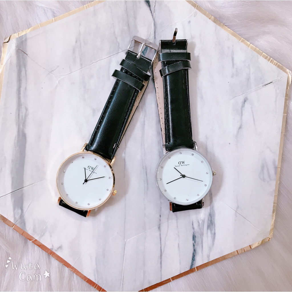 Đồng hồ nam da .d.w. mặt gạch viền vàng | BigBuy360 - bigbuy360.vn