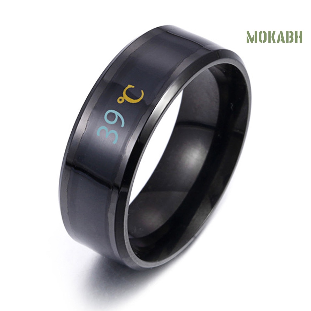 Nhẫn Thép Không Gỉ Hiển Thị Nhiệt Độ Thời Trang Unisex