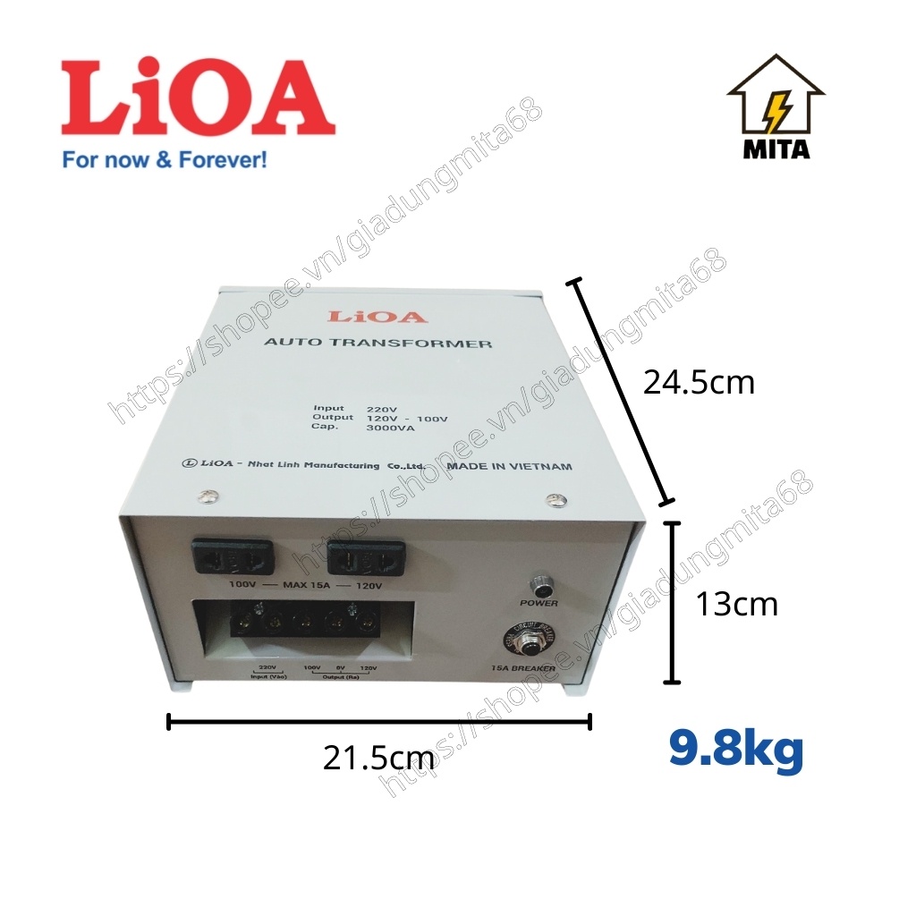 Biến Áp Đổi Nguồn Hạ Áp LIOA - Biến Áp Đổi Nguồn LiOA 3000VA ( Điện Vào 220V- Điện Ra 100/120V) - MITA