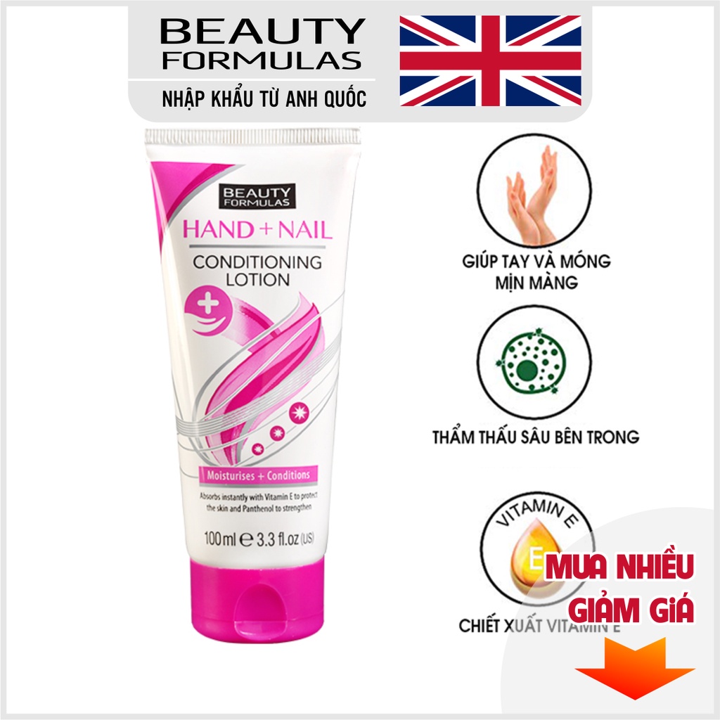 Kem dưỡng da tay và móng Beauty Formulas Hand Nail Conditioning Lotion (100ml)