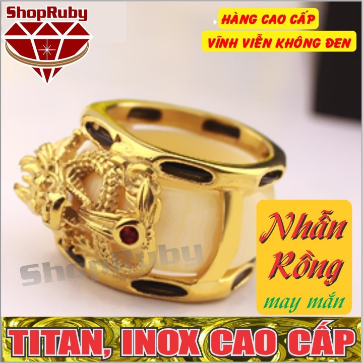 NHẪN RỒNG NGÀ MẠ VÀNG MAY MẮN | NHẪN NAM TITAN VÀNG