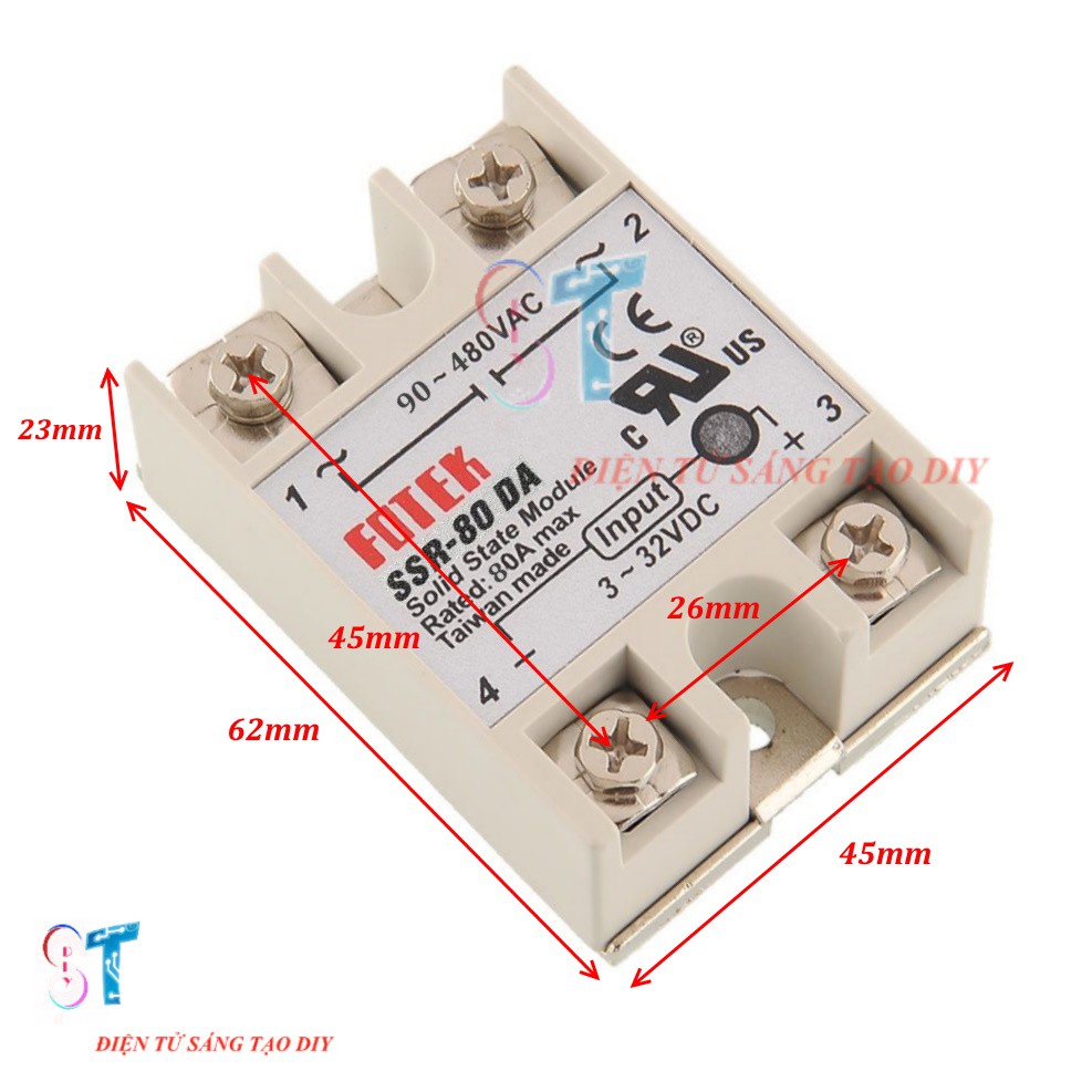 Rơ le bán dẫn Solid State Module SSR-80DA Fotek