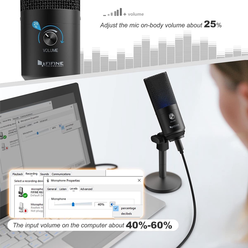FIFINE K670B - Micro Thu Âm Cổng USB Hỗ Trợ Podcast, Livestream - Hàng Chính Hãng/Bảo Hành 12 Tháng