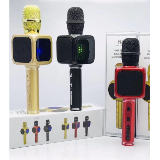 Micro karaoke bluetooth YS61 chính hãng có led, mic hát karaoke kèm loa bluetooth trên điện thoại