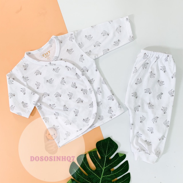 BỘ ÁO DÁN SƠ SINH COTTON HOẠ TIẾT TAY DÀI - NHIỀU MẪU