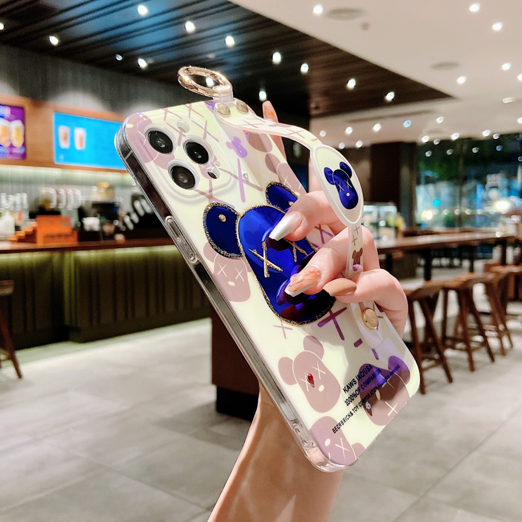 Ốp Điện Thoại Hình Gấu Có Dây Đeo Cho iPhone 7 8 X XR XsMax 11 12 13 14 pro max