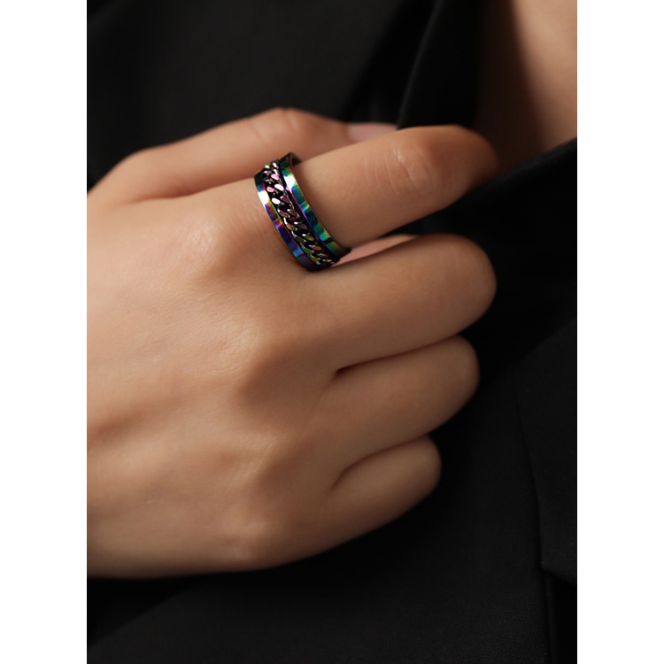 Nhẫn khui bia ánh lửa xích xoay titan đeo đôi cặp nam nữ tình yêu