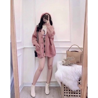  PASS áo cadigan màu hồng 