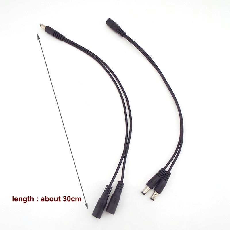 Dây Cáp Nối Nguồn DC 2 Chiều 5.5mmx2.1mm 1 Male Sang 2 female 2 Male Cho CCTV LED strip light