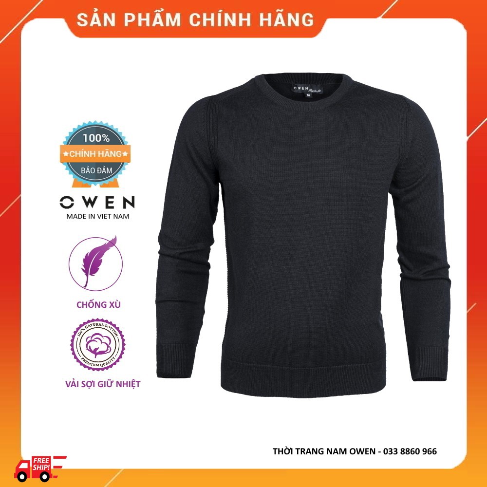 Xả 12.12 10.10 . (CHỐNG XÙ) Áo len nam Owen cổ tròn màu ĐEN ALD 90206 Cực Đẹp . . . ' ' ' hot .