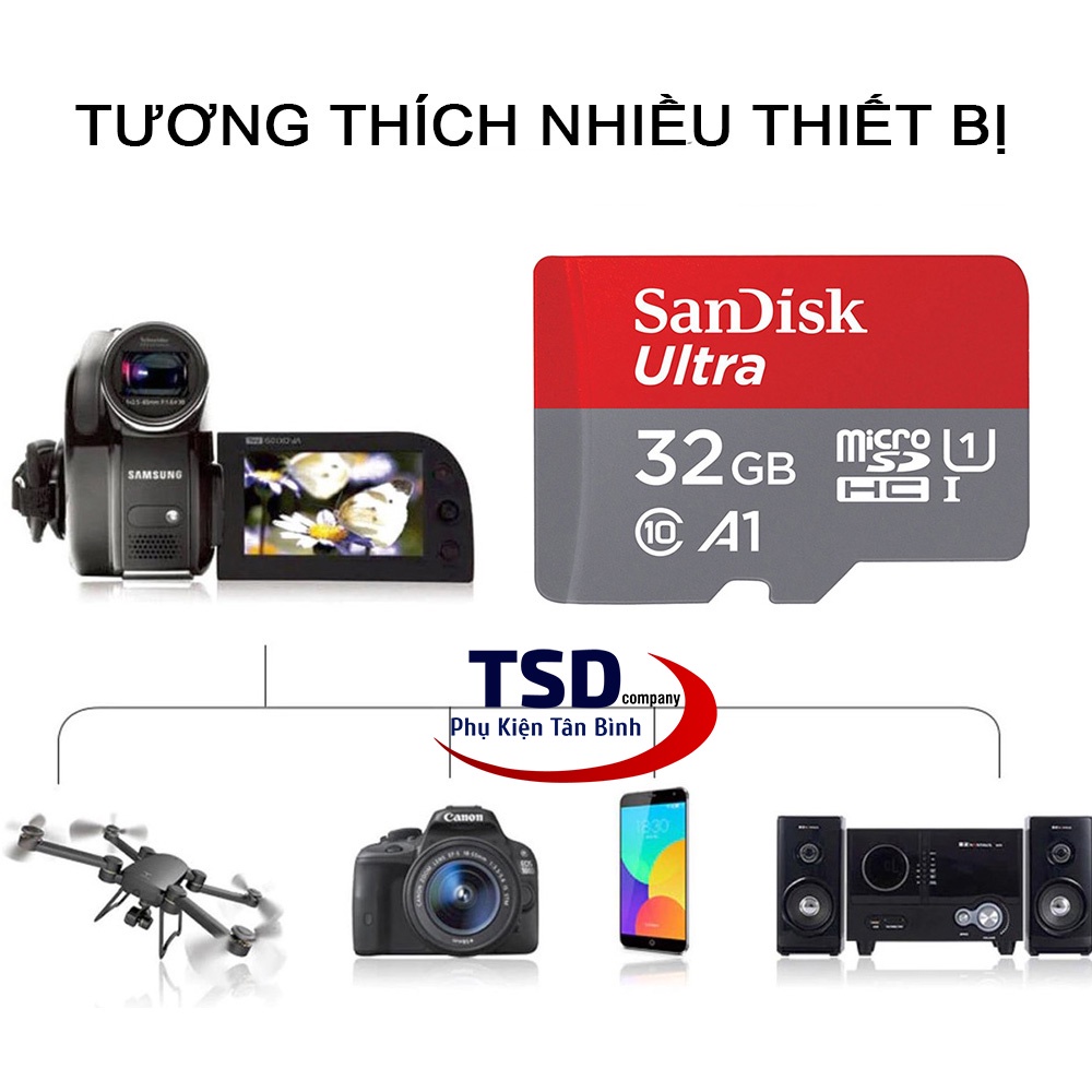 Thẻ Nhớ SanDisk Ultra 100MB/s MicroSDXC UHS-I A1 Chính Hãng