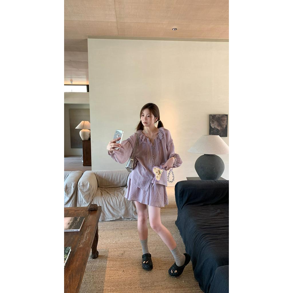 Áo Sơ Mi Ngọt Ngào 66942 + Chân Váy Ngắn Hai Mảnh