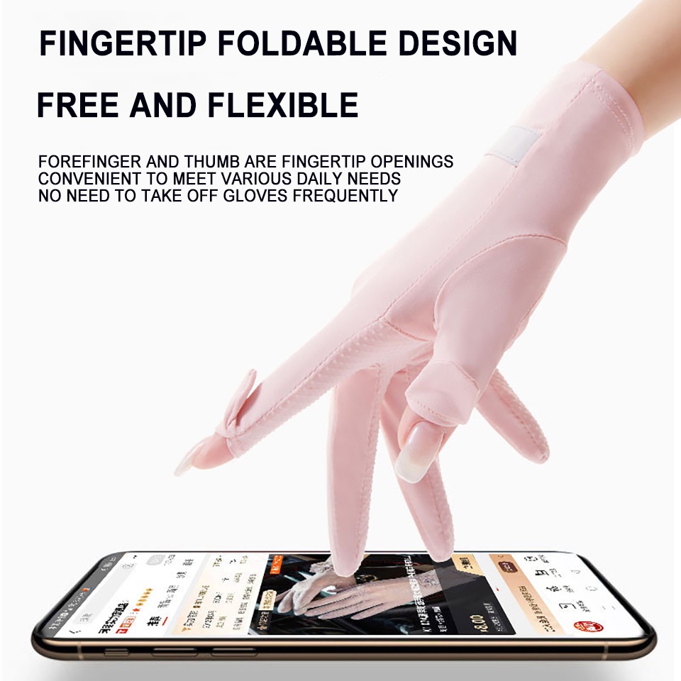 Găng Tay Hở Ngón Bằng Lụa Silicone Chống Tia Cực Tím Chống Nắng Cho Nam Nữ