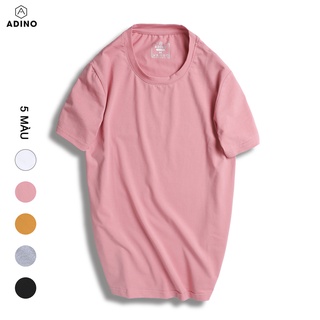 Áo thun nam cổ tròn ADINO màu hồng vải cotton co giãn dáng slimfit trẻ trung ACT03