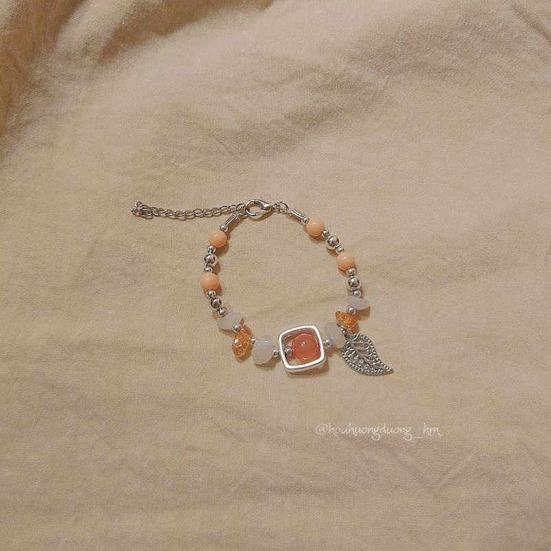 SET NGUYÊN LIỆU DIY tự làm vòng tay vòng chân handmade đá bọt tuyết, mã não, omber kiểu dáng nữ tính